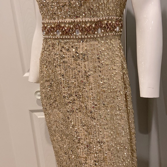 NWOT Mac Duggal gold cocktail midi dress - Picture 9 of 16